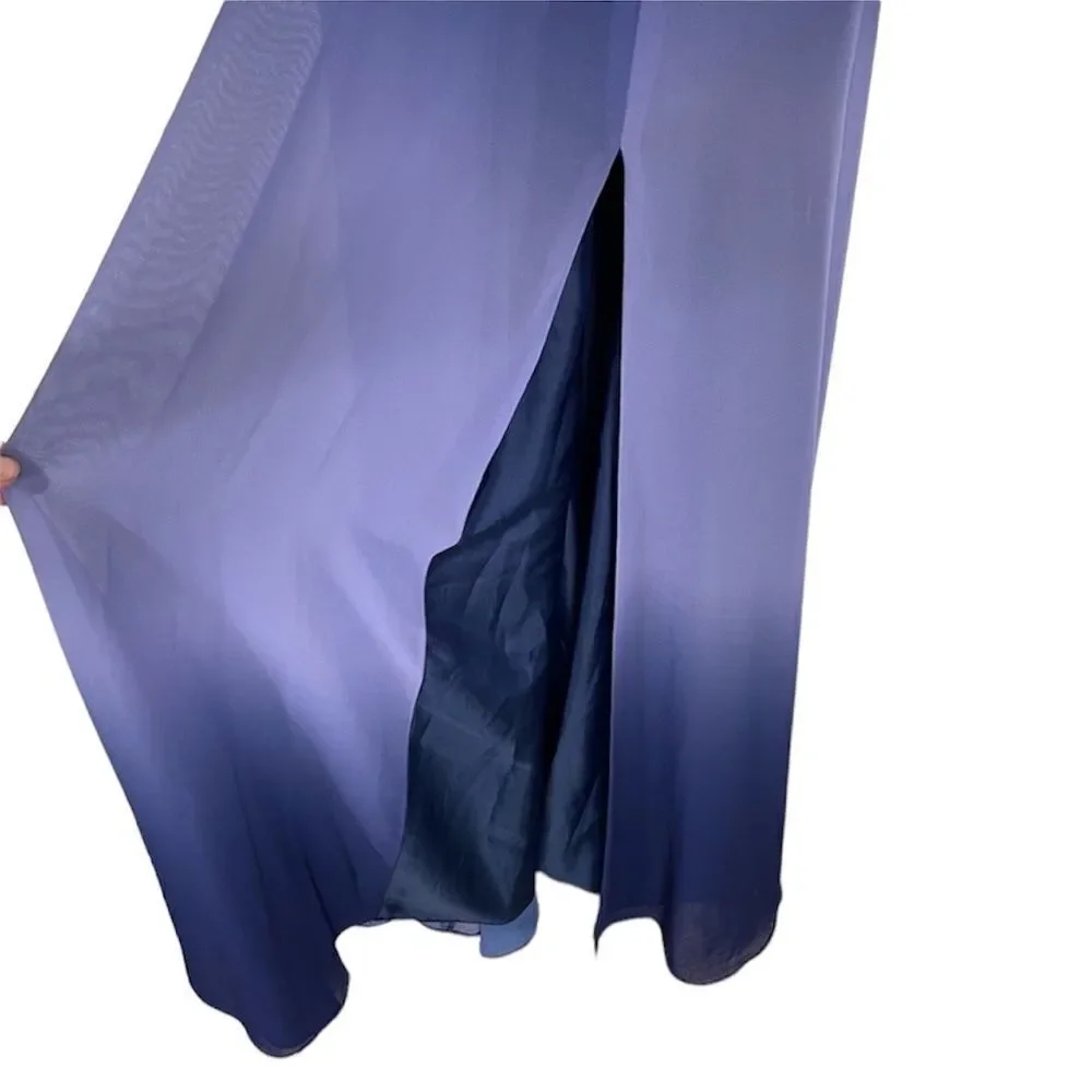 NWT Aqua‎ Blue Ombre Evening Gown Long Dress Size 2